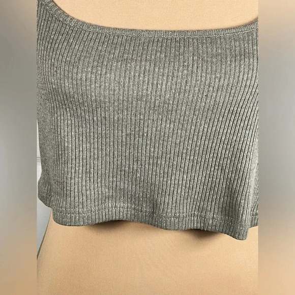 PRETTY LITTLE THING Khaki Marl Rib Round Neck Long Sleeve Crop Top Size 12 - Picture 7 of 11